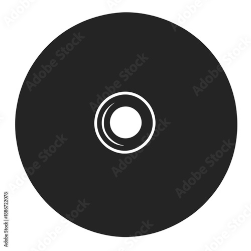 Realistic blank silver compact disc icon with rainbow reflection, isolated on transparent background, png.