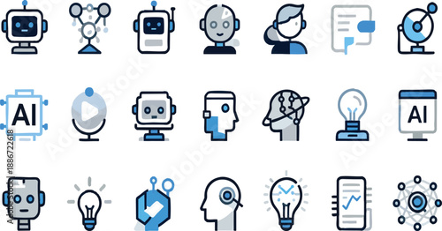 Artificial Intelligence  Machine Learning Icon Set