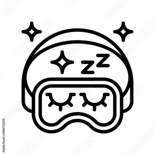 Sleep Mask Line Icon, Outline Symbol for Deep Rest, Night Comfort, Eye Protection, Travel Relaxation, and Insomnia Relief. Vector Sign Icon.