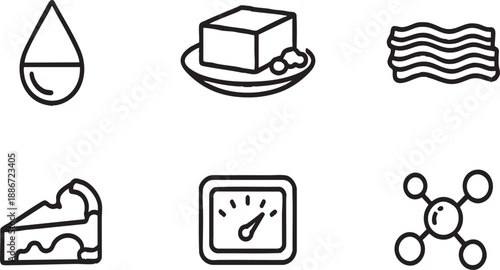 Fats and Nutrition Minimalist Linear Icon Collection