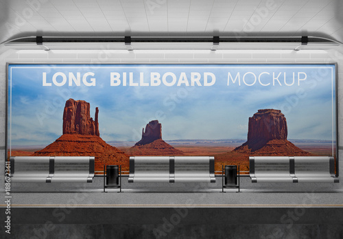 Wide Subway Billboard Advertising Mockup