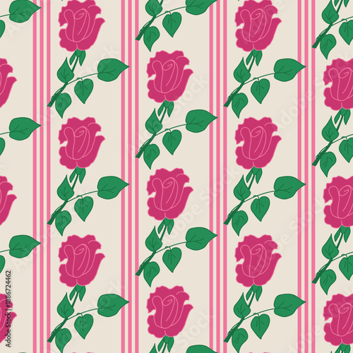 Seamless floral pattern with roses. Print for textile, wallpaper, covers, surface. Retro stylization. For fashion fabric.