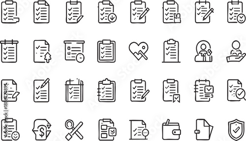 Task Management and Checklist Outline Icon Collection