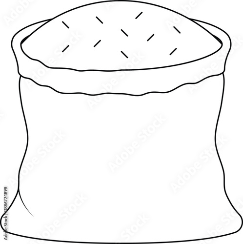 Sack of Rice Outline Icon Illustration on White Background