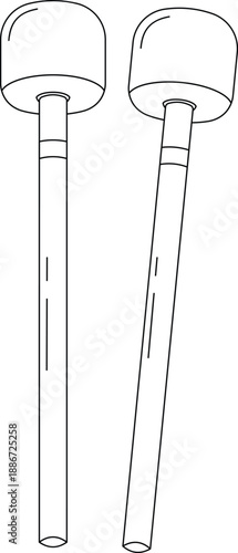 Drum Mallets Outline Icon Illustration on White Background