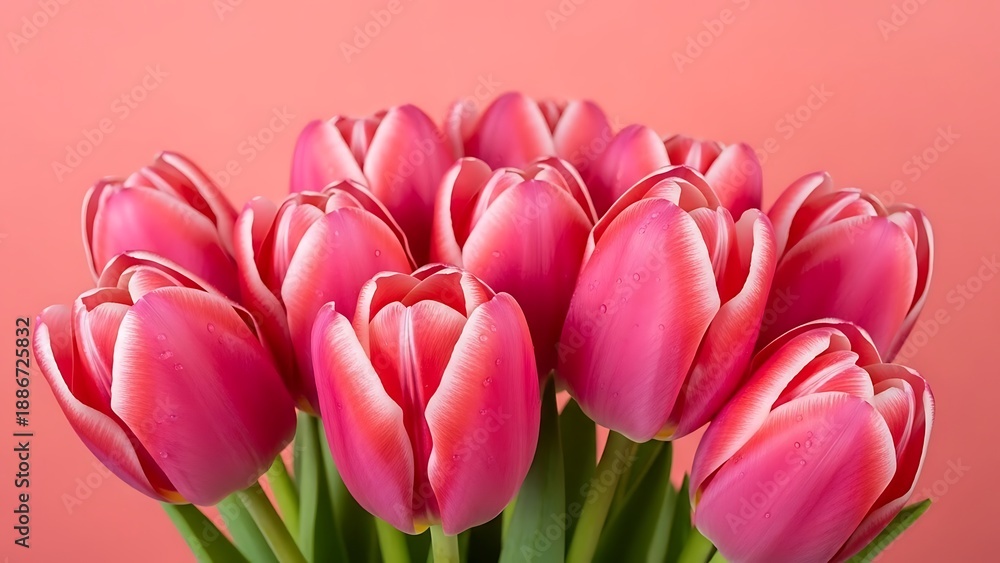 Fototapeta premium Beautiful pink tulips bouquet for mother's day gift ideas and celebrations