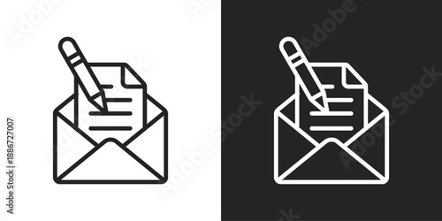 Free Download Draft Email Icon In Black And White Line Style - GFXLoad