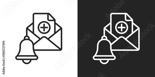 New Email Icon In Black And White Line Style
