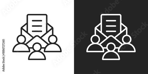 Email Group Icon In Black And White Line Style