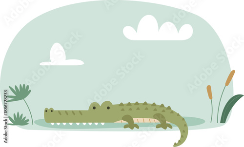 crocodile vector jungle safari animal illustration set for children book or kids print