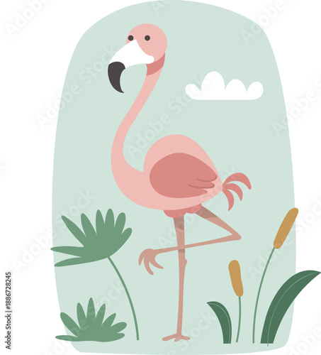 flamingo vector jungle safari animal illustration set for children book or kids print