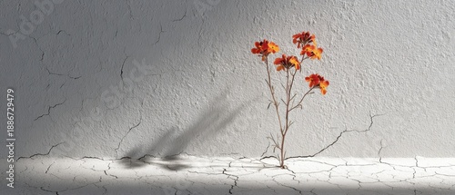 Minimalist Wallflower Erysimum Cheiri in Fiery Orange Colors