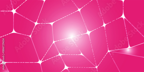 vibrant pink abstract background featuring interconnected shapes and glowing white seams. This modern texture adds energy and depth to tech, fashion,