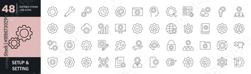 Set up & Setting icon set. Editable line icons. Vector illustration.