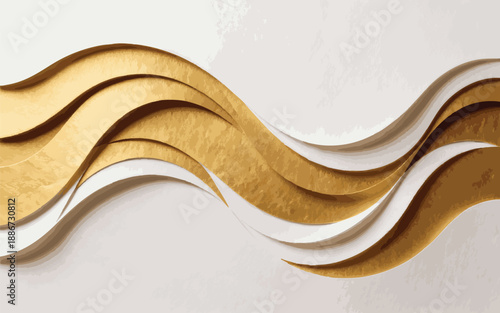 Foto Abstract Golden Paper Cut Waves Luxury Background
