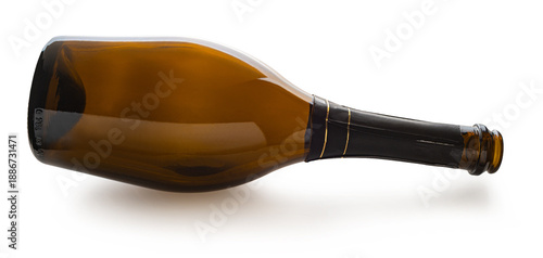 empty wine bottle on white isolated background