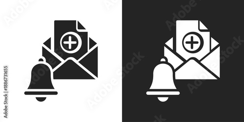 New Email Icon In Black And White Glyph Style