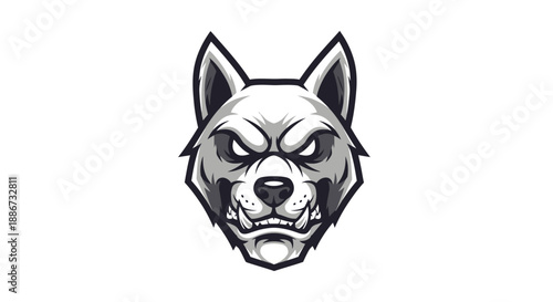 Aggressive Dog Head Illustration Design.