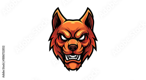 Angry Cartoon Dog Head Illustration.