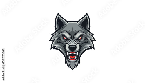 Gray Wolf Head Cartoon Illustration.