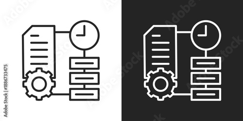 Process Icon In Black And White Line Style