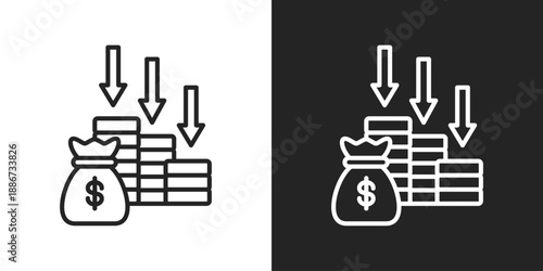 Deficit Icon In Black And White Line Style
