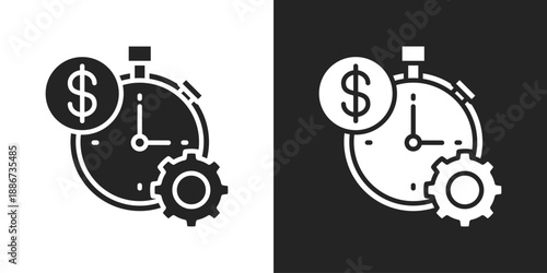 Time Icon In Black And White Glyph Style