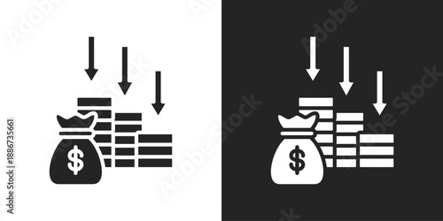 Deficit Icon In Black And White Glyph Style