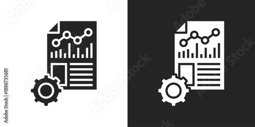 Analytics Icon In Black And White Glyph Style