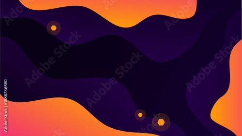 Modern Fluid Abstract Background with Orange and Purple Gradient Waves
