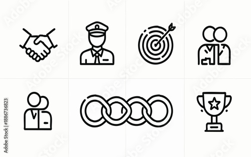 Teamwork Partnership and Business Strategy Icons