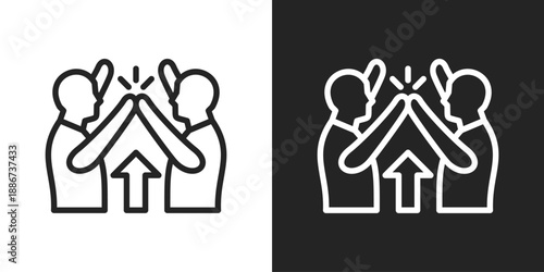 Encouragement Icon In Black And White Line Style