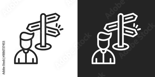 Guidance Icon In Black And White Line Style