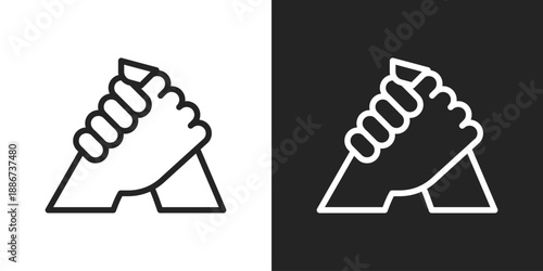 Mutual Aid Icon In Black And White Line Style