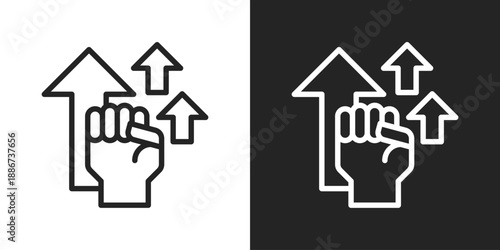 Motivation Icon In Black And White Line Style