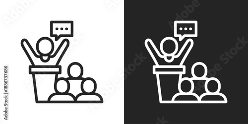 Mentor Icon In Black And White Line Style