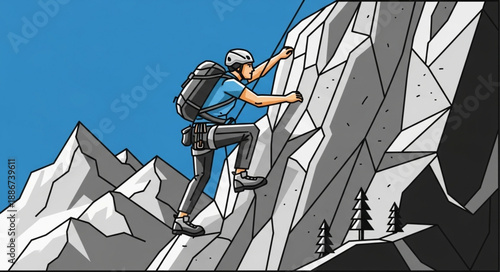 businessman climbing on a rope