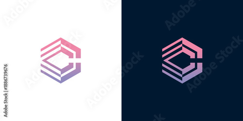 Modern abstract geometric hexagon logo design, creative business corporate identity concept, clean minimalist emblem