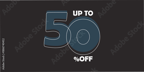 50 percent off number vector design with style. sale and business design. sticker, sign icon symbol. isolated on a color background. 