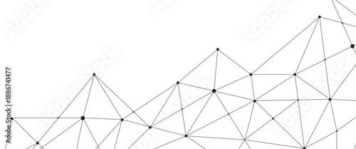 Abstract geometric background with connecting dots and lines with low poly triangle shapes. Polygonal Mesh Background Vector design digital technology concept Global network connection data structure	