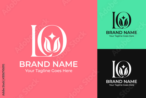 L and O Abstract Flower Logo for Beauty Skin Care Brand