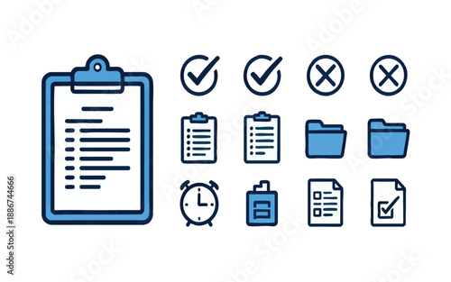 Business Document Checklist and Task Management IconsPrint
