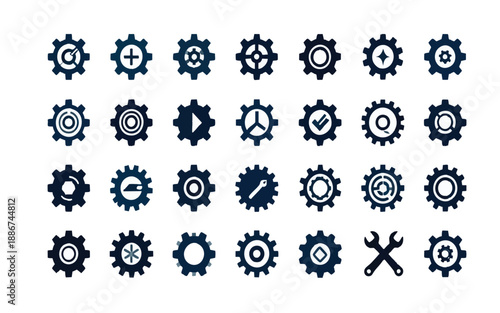Cogwheel and Gear Icons Set for Settings and ProgressPrint