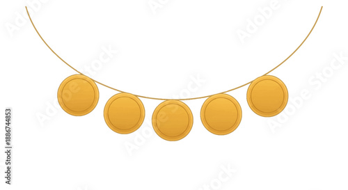 Golden Necklace with Five Yellow Orbs.