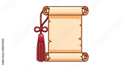 Vintage Scroll with Tassel and Ribbon.