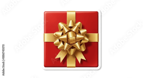 Red Gift Box with Golden Bow.