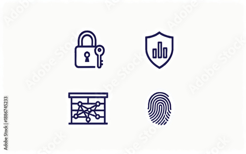 Cyber Security and Data Protection Blue Icon SetPrint