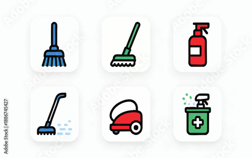 Professional House Cleaning and Hygiene Icon SetPrint