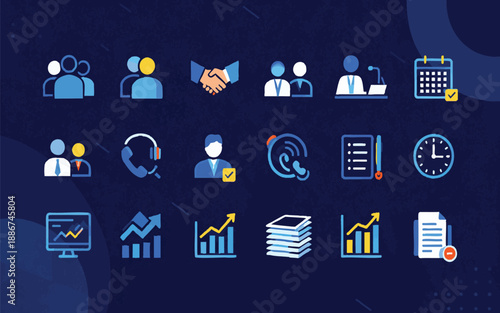 Modern Corporate Office and Business Management Icons