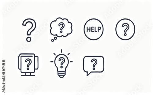 Question Mark and Help Support Linear Icon Collection